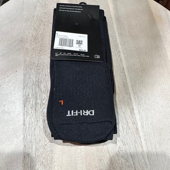 New 2 Pair Nike Performance Cushioned Knee-High Dri- Fit Black Socks Size Small - Picture 12 of 13